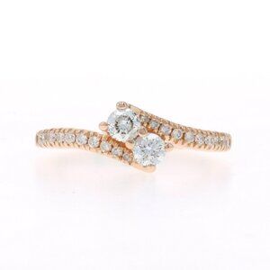 Ever Us Diamond Two-Stone Bypass Engagement Ring - Yellow Gold 14k Round .50ctw